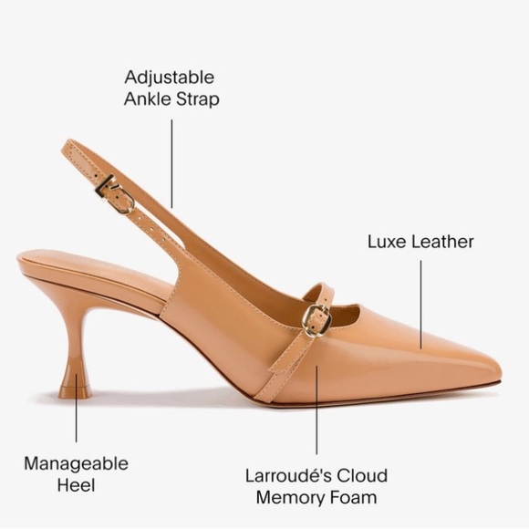 NWOT Larroude Ines Pump In Tan Patent Leather Size 8 New - Picture 14 of 14